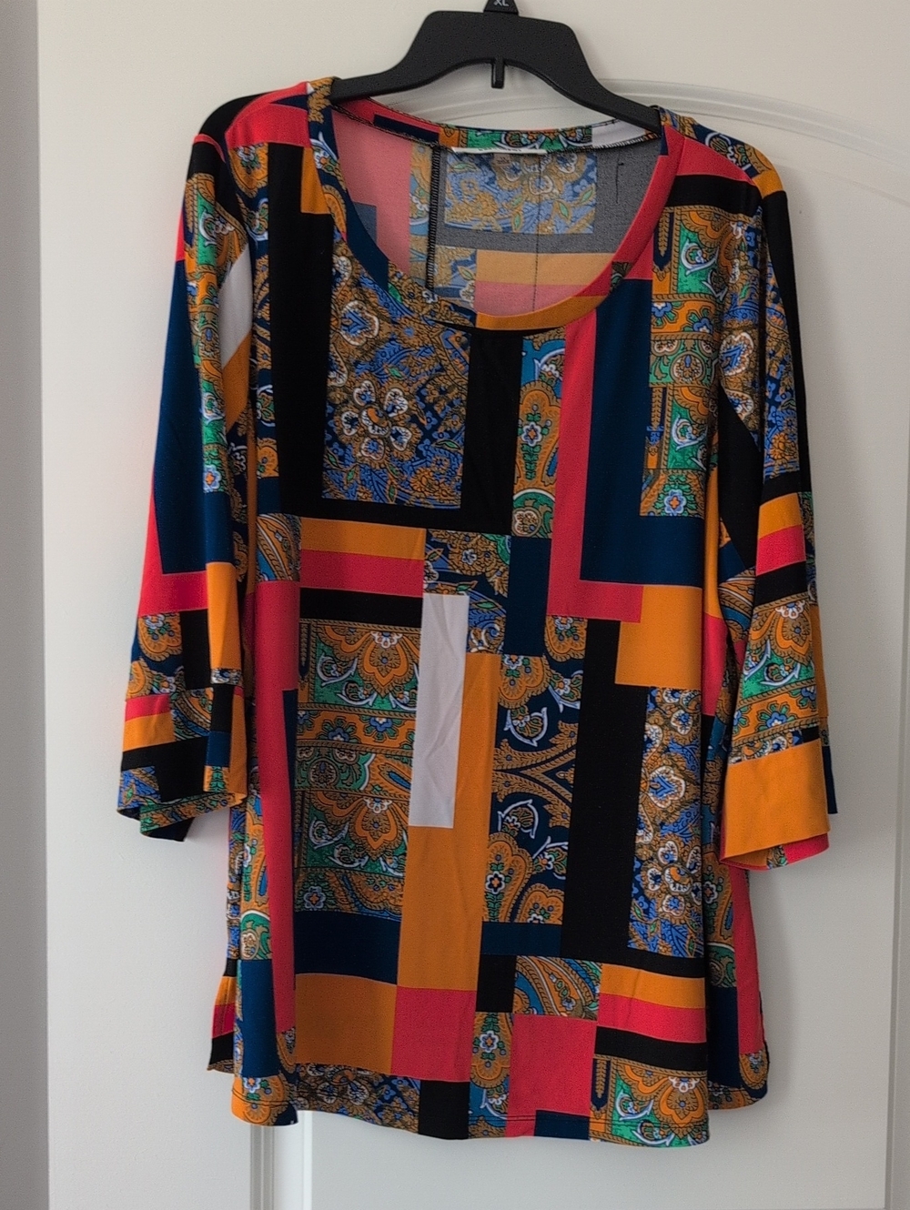 Jones Studio Multicolor Patchwork Paisley Scoop Neck Tunic